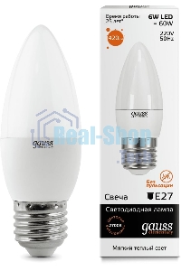 Лампа cветодиодная Gauss LED Elementary Candle 6W E27 2700Kарт.LD33216