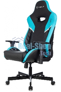 Кресло игровое Knight Thunder 5X черный/голубой эко.кожа крестов. металл
