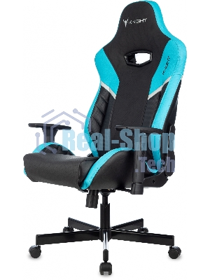Кресло Knight Thunder 5X черный/голубой, экокожа, 120 кг, механизм качания