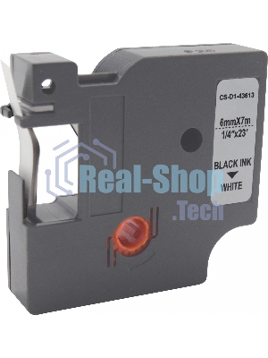 Картридж ленточный Cactus CS-D1-43613 6мм, черный шрифт, белый фон, 7м для DYMO LM 160, 210D, 280, PnP, 420P, 500 TS; Rhino Pro 6000, 5200, 4200