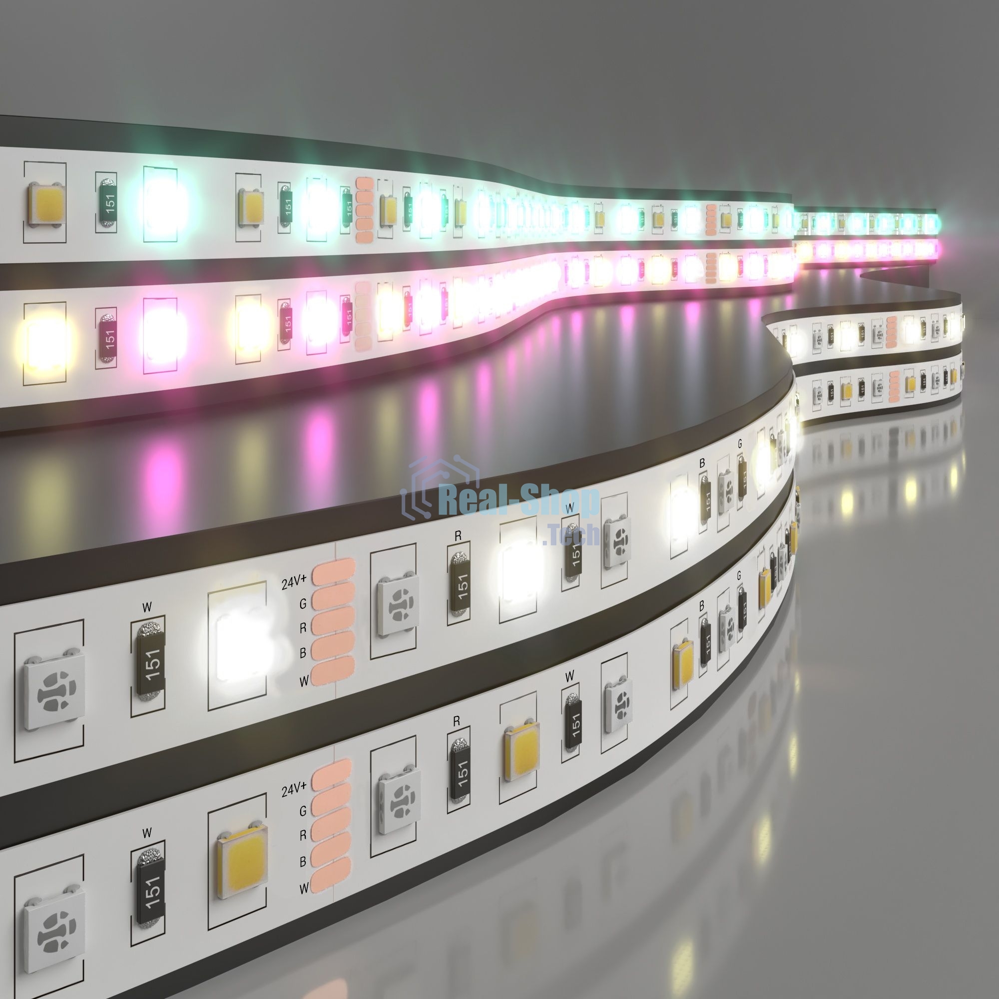 Лента светодиодная 60Led 14,4W IP20 RGB 4200K дневной белый (5050+5050 24V 60Led 14,4W IP20 RGBW)