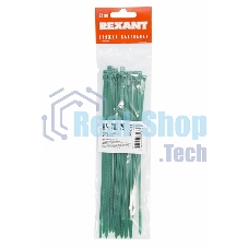 Хомут-стяжкa нeйлонoвая Rexant 200x3,6 мм, зеленая, упаковка 25 шт.