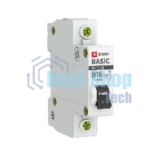 Выключатель автоматический модульный 1п B 16А 4.5кА ВА 47-29 Basic EKF mcb4729-1-16-B