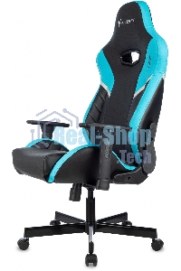 Кресло игровое Knight Thunder 5X черный/голубой эко.кожа крестов. металл