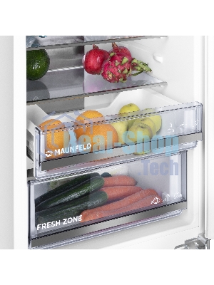 Встраиваемый холодильник Maunfeld MBF19369NFWGR LUX Inverter белый двухкамерный 257/84л морозилка снизу
