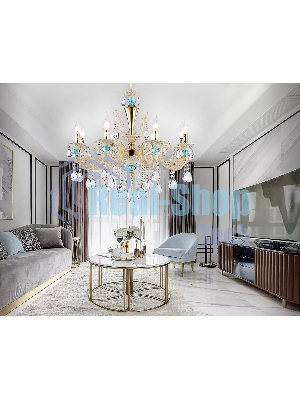 Светильник Ambrella light TR4926/8 GD/WH/CL золото/белый/прозрачный E14*8 max 40W D740*630