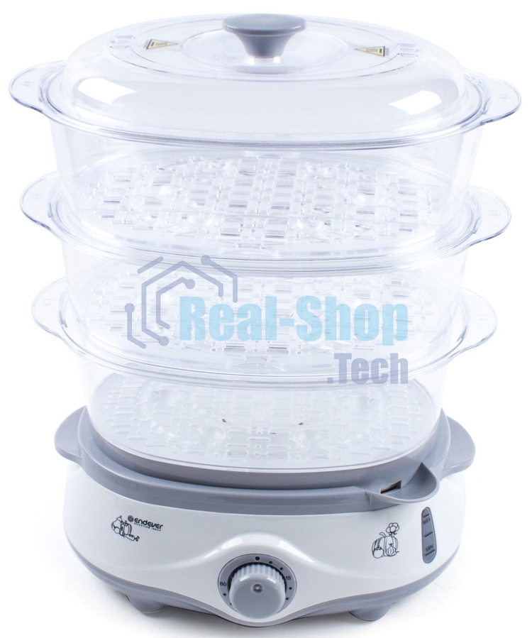 Пароварка электрическая Endever Vita-170, белый/серый, мощность 1000 Вт, объем 11 л