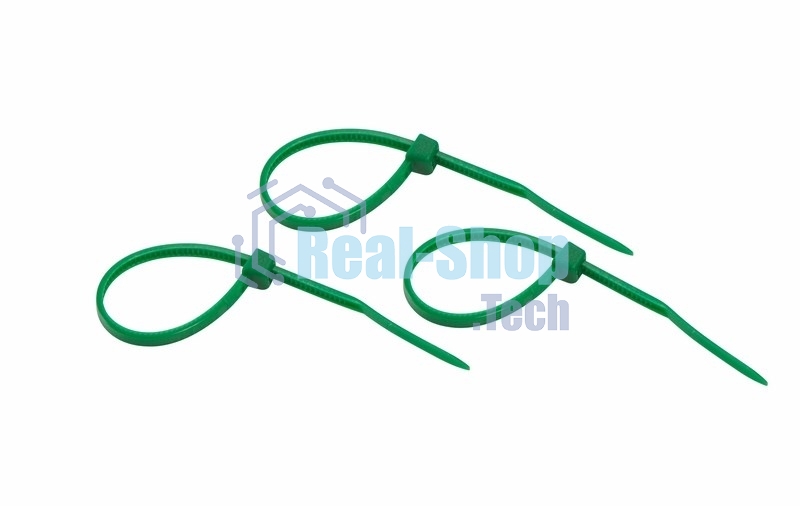 Хомут-стяжкa нeйлонoвая Rexant 100x2,5 мм, зеленая, упаковка 25 шт.