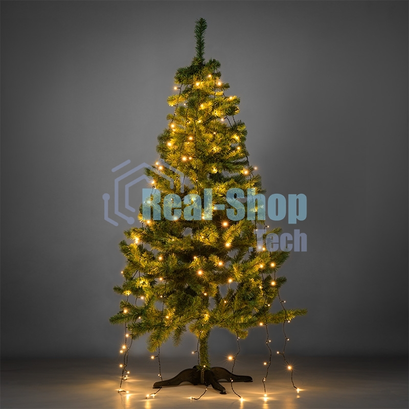 Елочная гирлянда с кольцом, 7 нитей по 1,5 метра, цвет диодов теплый белый, не соединяется