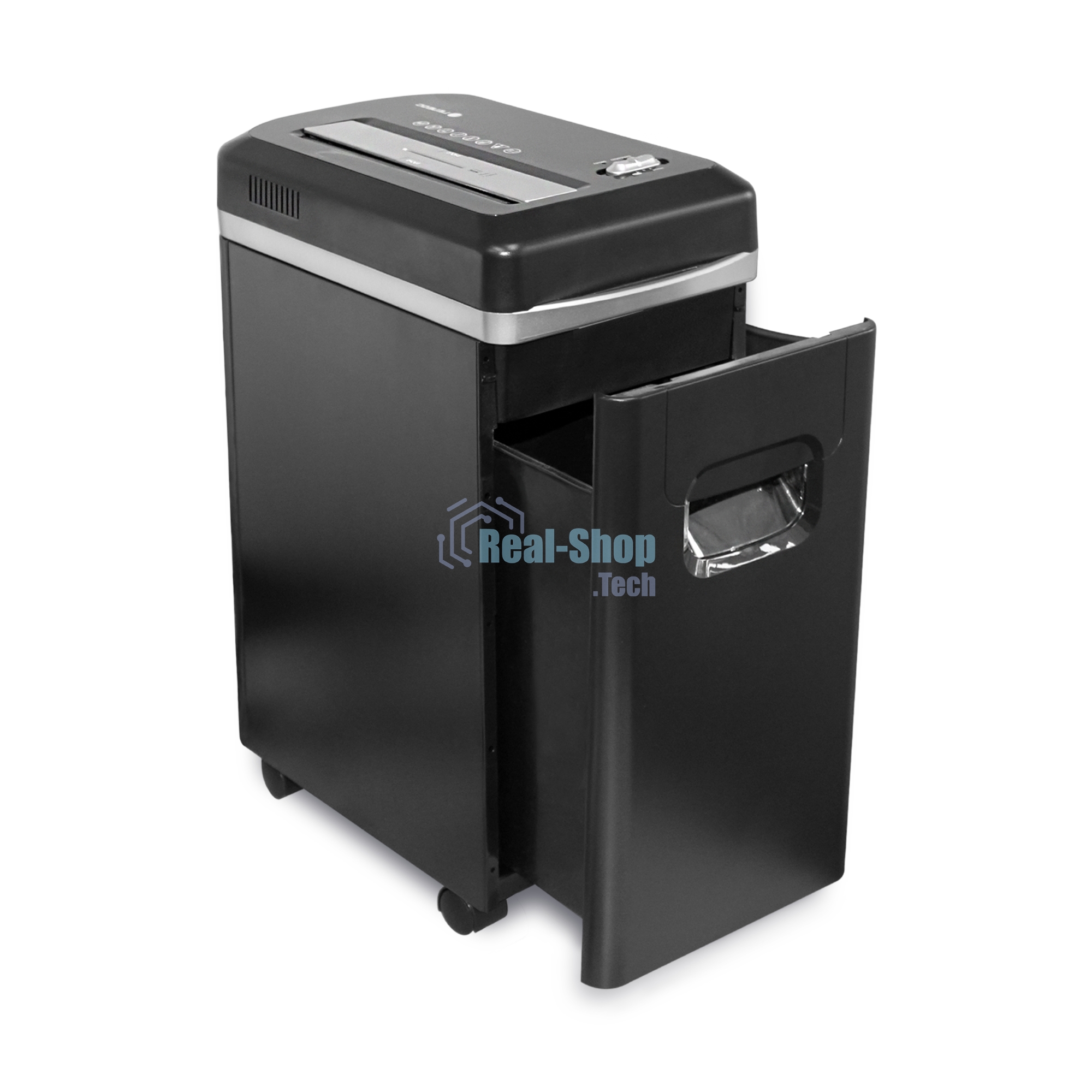 Шредер ГЕЛЕОС УМ22-5, DIN P-5 (5 ур-нь секр.), фрагмент 2х8мм, 9-10 лист (70г/м2), CD/пл.карты/скрепки/скобы, 22 литра