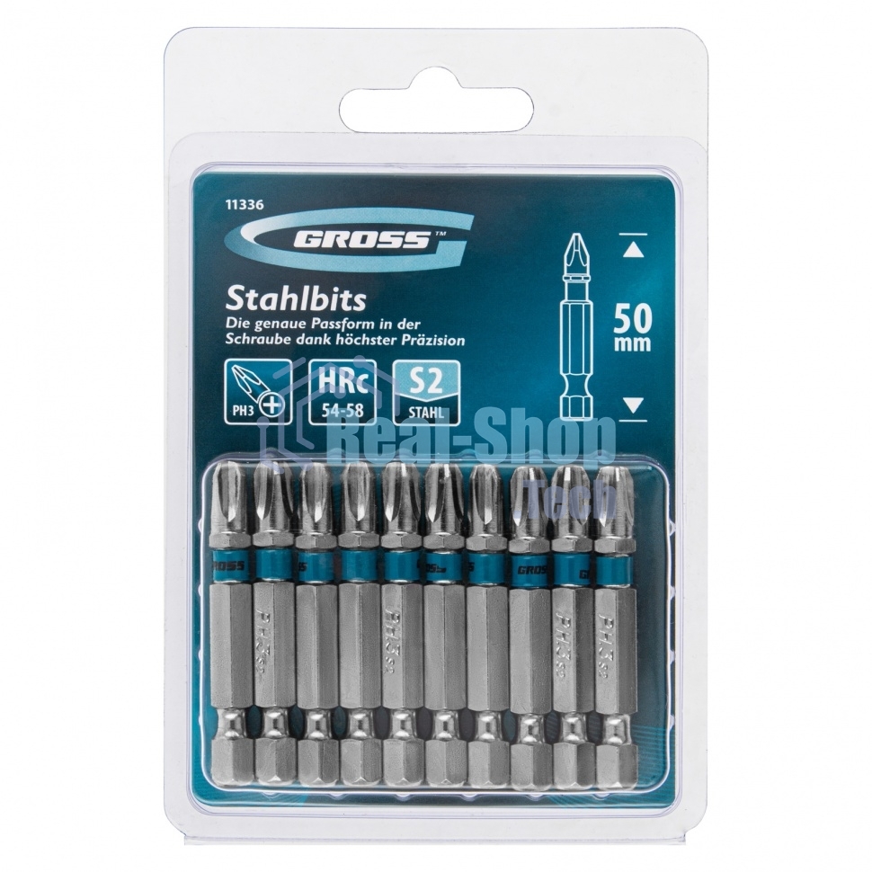 Набор бит Gross PH3х50, сталь S2, 10 шт.