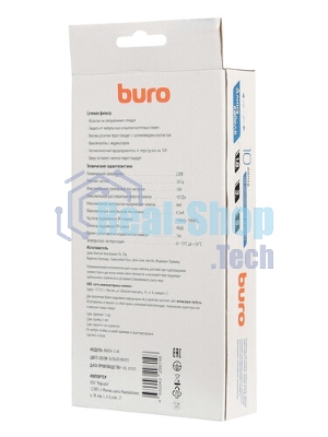 Сетевой фильтр Buro 800SH-1.8-W 1.8 м, 8 розеток, белый, коробка