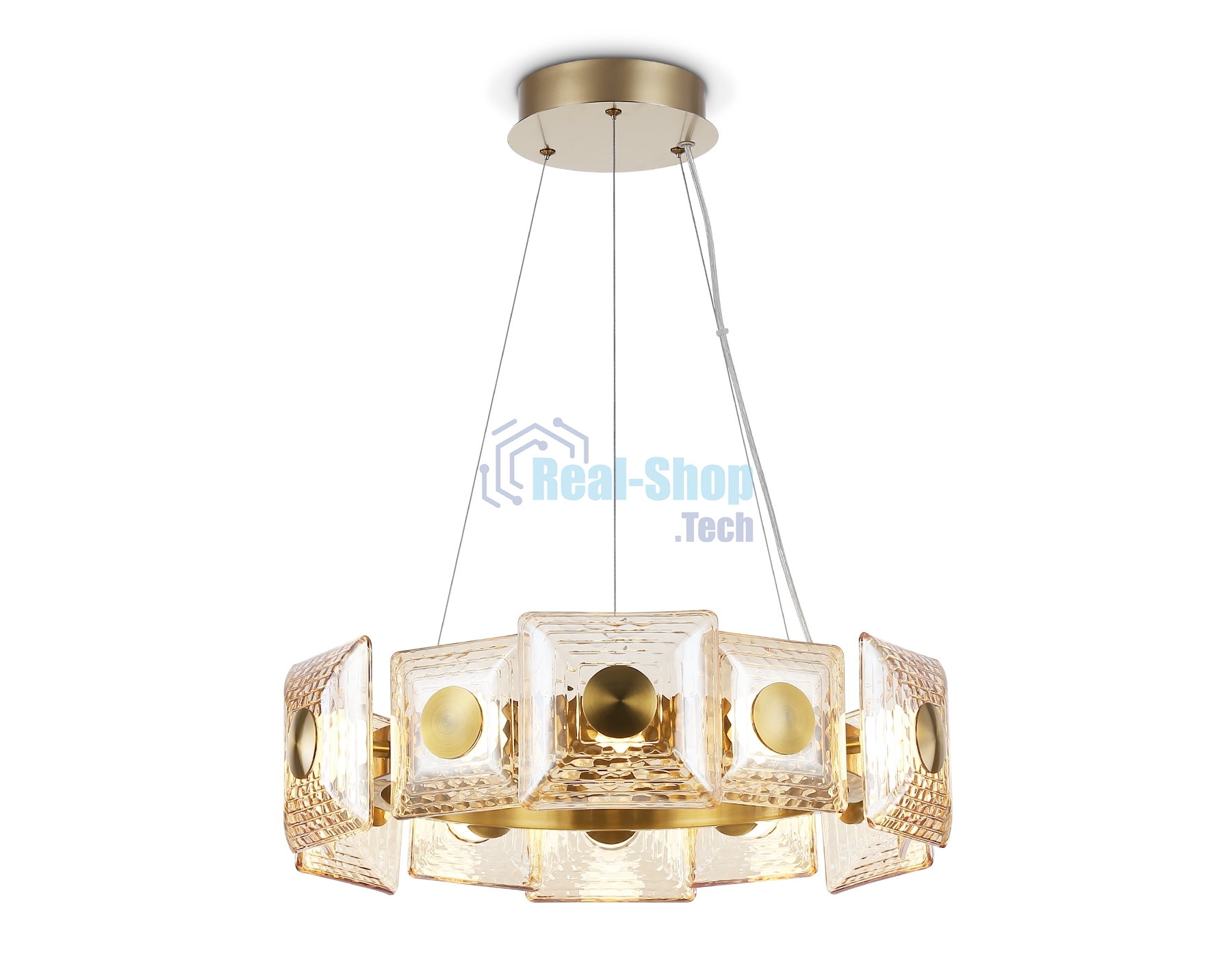 Светильник Ambrella light LH31021 BS/TI латунь/янтарь 56W 3000K D570*150