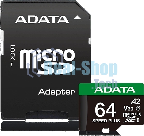 Флеш карта microSD A-DATA 64Gb microSDXC Class 10 UHS-I U3 V30 A2 160/140 MB/s (SD адаптер)