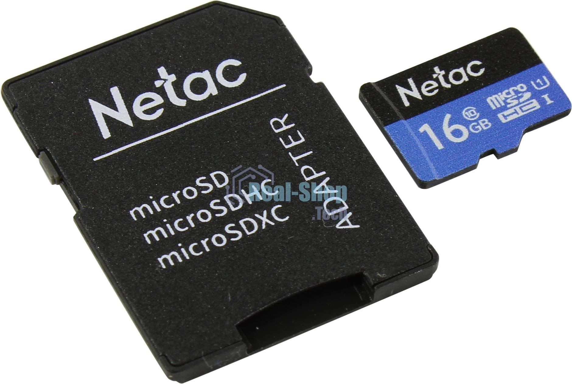 Флеш карта microSDHC 16Gb Netac P500 NT02P500STN-016G-R (с SD адаптером) 80Mb/s