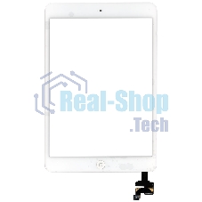 Сенсорное стекло (тачскрин) Ipad mini + stiker + IC с кнопкой Home, белое (A1432 A1454 A1455) OEM