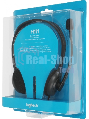 Гарнитура Logitech H111 чёрный, проводная, 3.5 мм