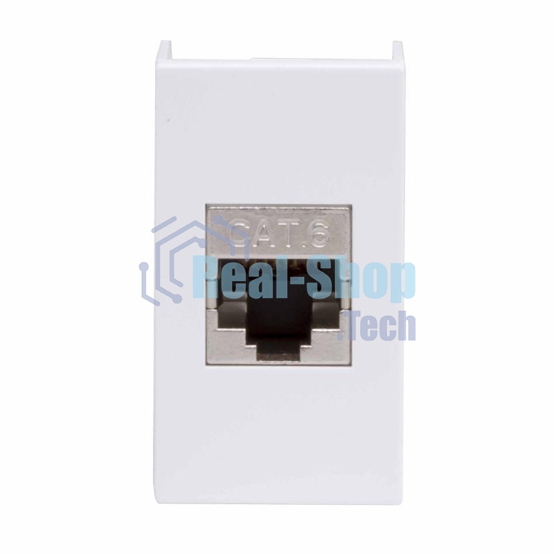 Компьютерная розетка Viva RJ-45 кат.6, экранированная (8P8C, Hyperline, Dual IDC), белая, 1 модуль