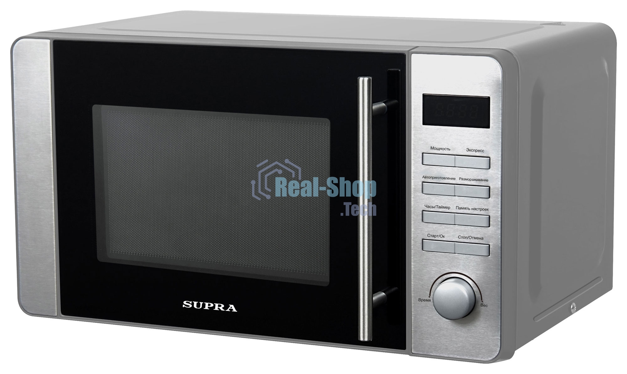 Микроволновая печь SUPRA 20TS55 серебристый, 20 л, 700 Вт, переключатели - поворотный механизм/кнопки
