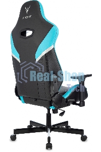 Кресло игровое Knight Thunder 5X черный/голубой эко.кожа крестов. металл