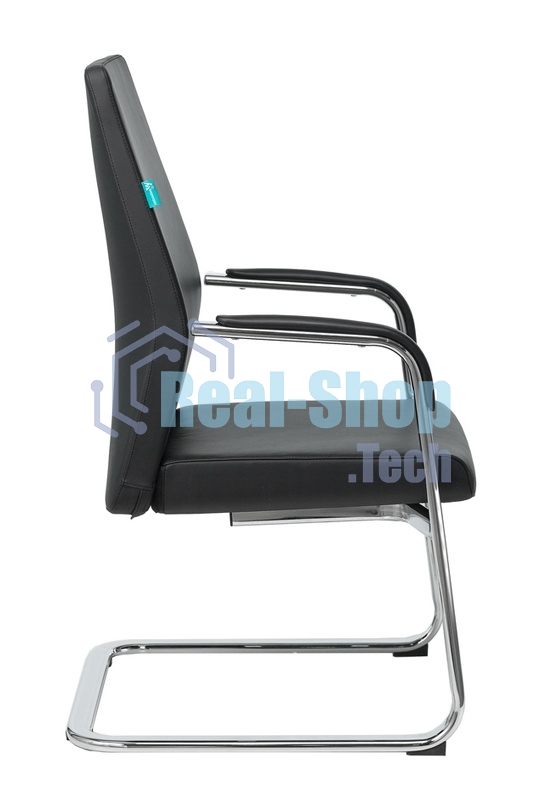 Кресло офисное Бюрократ JONS-LOW-V/BLACK на полозьях, черный, кожа