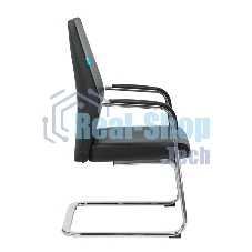 Кресло офисное Бюрократ JONS-LOW-V/BLACK на полозьях, черный, кожа