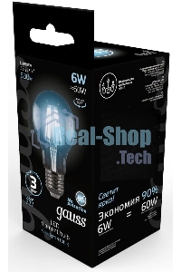 Лампа светодиодная Gauss 102802206LED Filament А60 Е27 6Вт 4100к 1/10/40