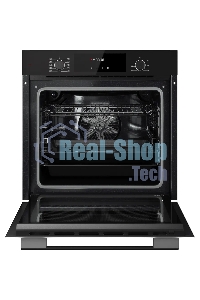 Встраиваемый духовой шкаф Kuppersberg HF 609 B, High-Tech, объем 80 л, 10 режимов работы, телескопические направляющие, цифровой таймер, 2 стекла в дверце, утапливаемые переключатели, энергоэффективность А, черный