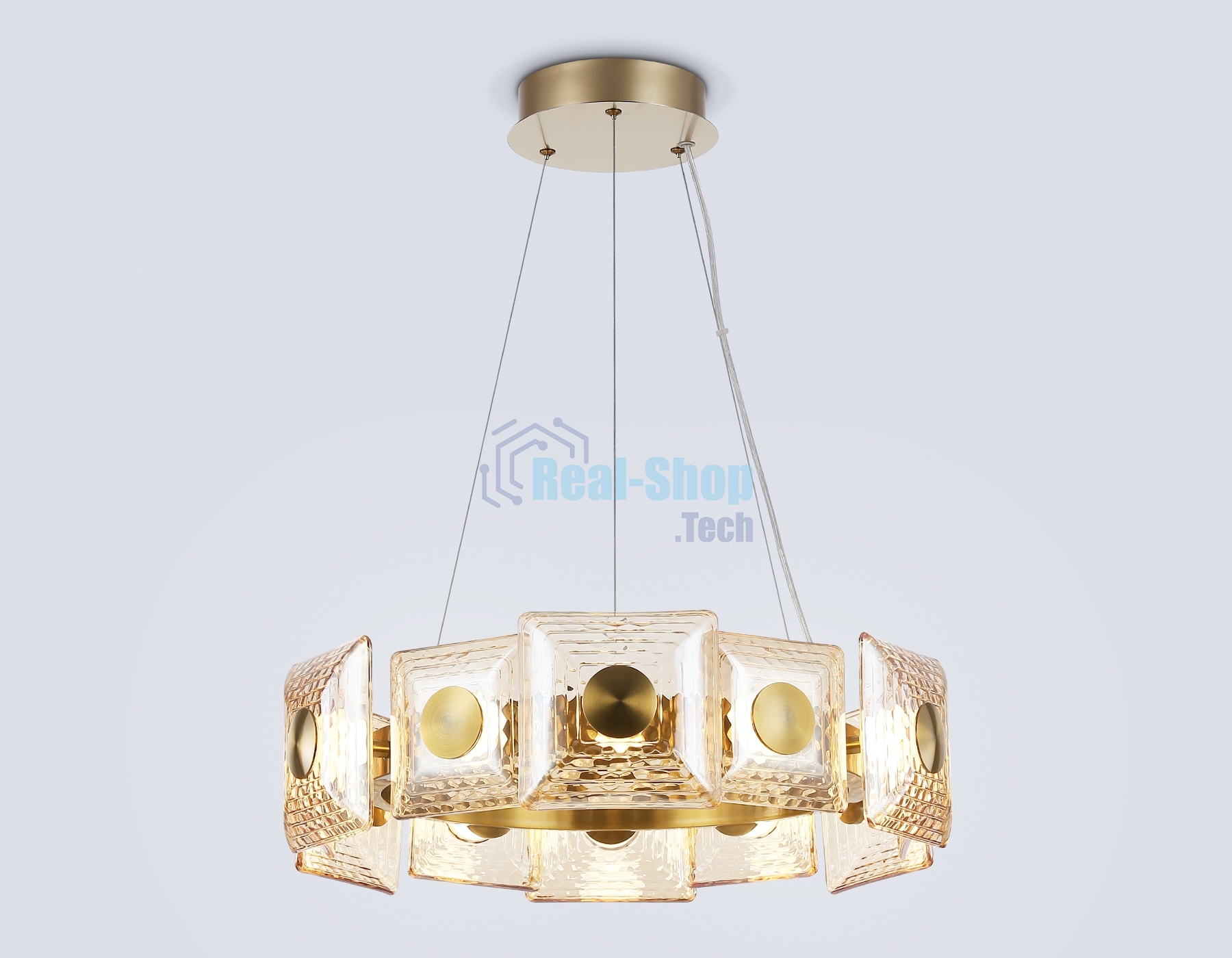 Светильник Ambrella light LH31021 BS/TI латунь/янтарь 56W 3000K D570*150