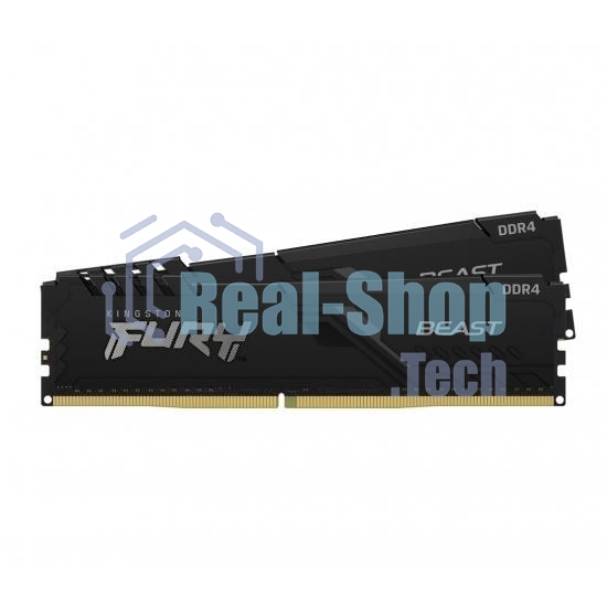 Оперативная память Kingston Fury Beast, DDR4, 32GB (2x16GB), 3200MHz, CL16, DIMM, с радиатором, черный