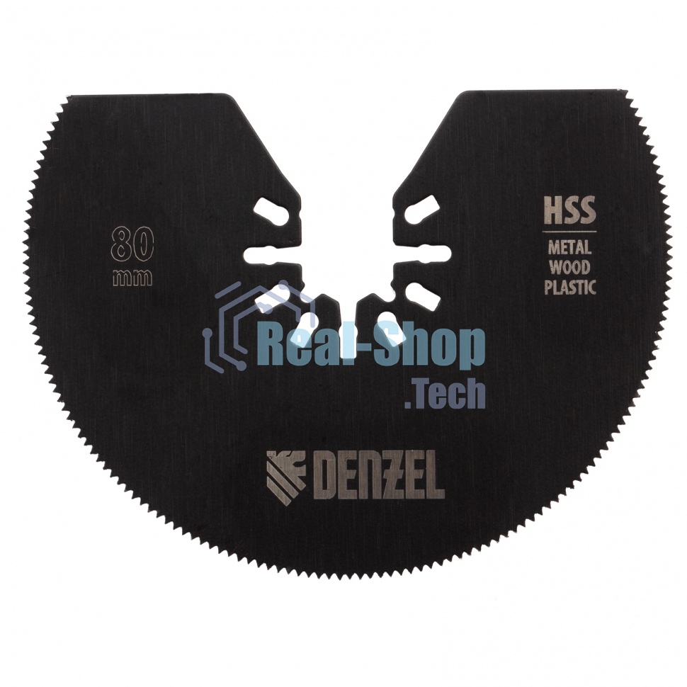 Насадка для МФИ Denzel отрезная полукруг., HSS, по металлу и дереву, 80 х 1,2 мм, мелкий зуб