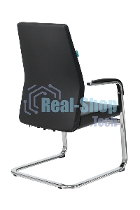 Кресло офисное Бюрократ JONS-LOW-V/BLACK на полозьях, черный, кожа