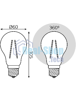Лампа светодиодная Gauss 102802206LED Filament А60 Е27 6Вт 4100к 1/10/40