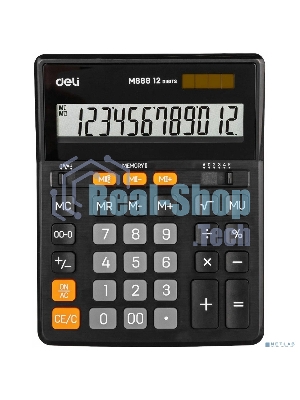 Калькулятор настольный Deli EM888 черный 12-разр.