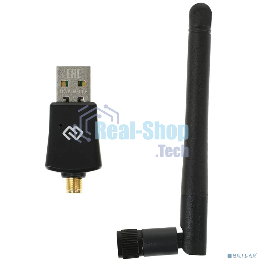 Сетевой адаптер WiFi Digma DWA-N300E N300 USB 2.0 (ант.внеш.съем) 1ант. (упак.:1шт)