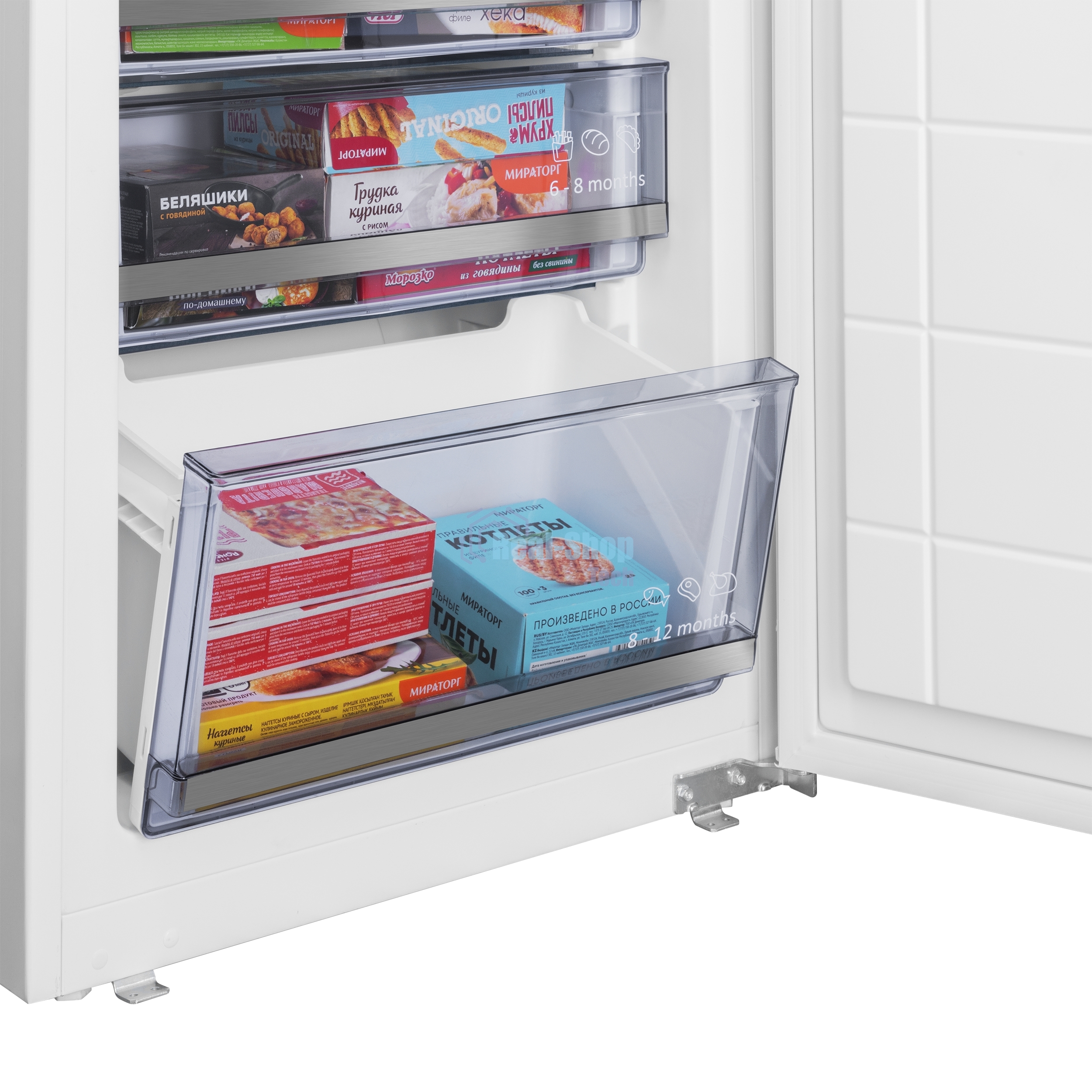 Встраиваемый холодильник Maunfeld MBF19369NFWGR LUX Inverter белый двухкамерный 257/84л морозилка снизу