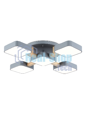 Светильник Ambrella light FL4882/5 GR/WD серый/дерево 90W 3000-6000K 675*675*110 (без ПДУ)