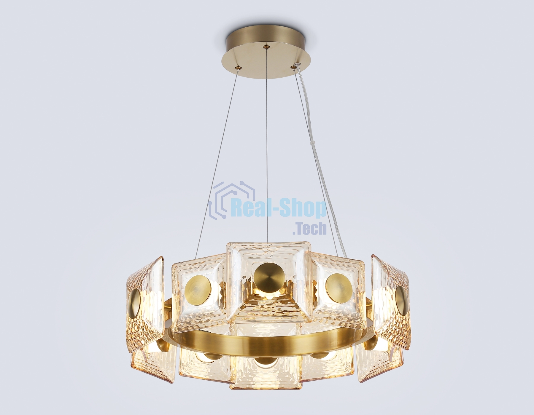 Светильник Ambrella light LH31021 BS/TI латунь/янтарь 56W 3000K D570*150