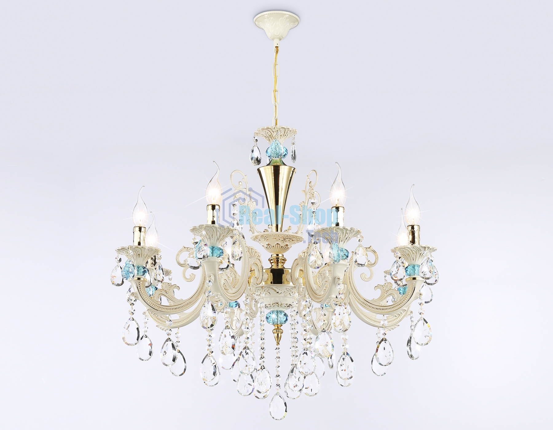 Светильник Ambrella light TR4926/8 GD/WH/CL золото/белый/прозрачный E14*8 max 40W D740*630