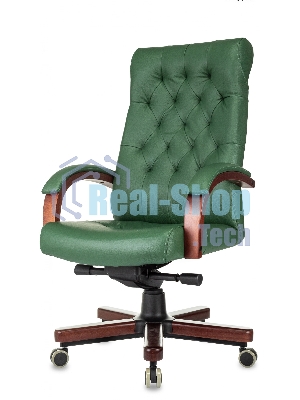 Кресло Бюрократ T-9928Walnut зеленый, кожа