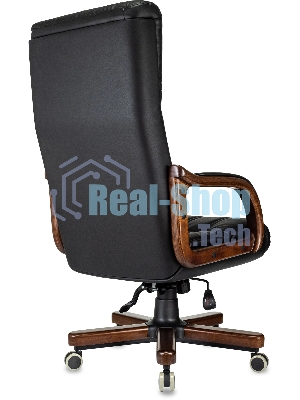 Кресло руководителя Бюрократ T-9932Walnut черный, эко.кожа, крестов. металл/дерево