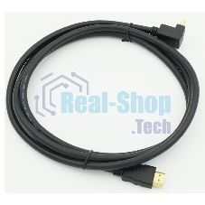 Кабель HDMI 2м, 19pin to 19pin, 1 угловой разъем, черный 