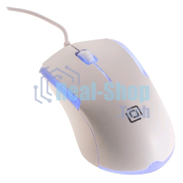 Мышь проводная Oklick 245M белый, 1000 dpi, USB, кнопки - 3