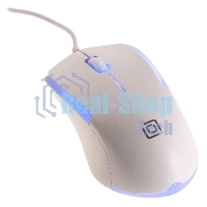 Мышь проводная Oklick 245M белый, 1000 dpi, USB, кнопки - 3