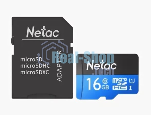 Флеш карта microSDHC 16Gb Netac P500 NT02P500STN-016G-R (с SD адаптером) 80Mb/s