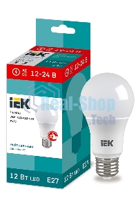 Лампа светодиодная IEK LLE-A60-12-12-24-40-E27 A60 шар 12Вт 12-24В 4000К E27 (низковольтная)