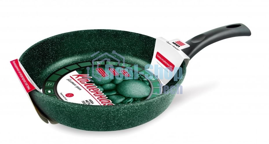 Сковорода НЕВА-МЕТАЛЛ 16128 Каменная 28 см, Балтик грин н/р