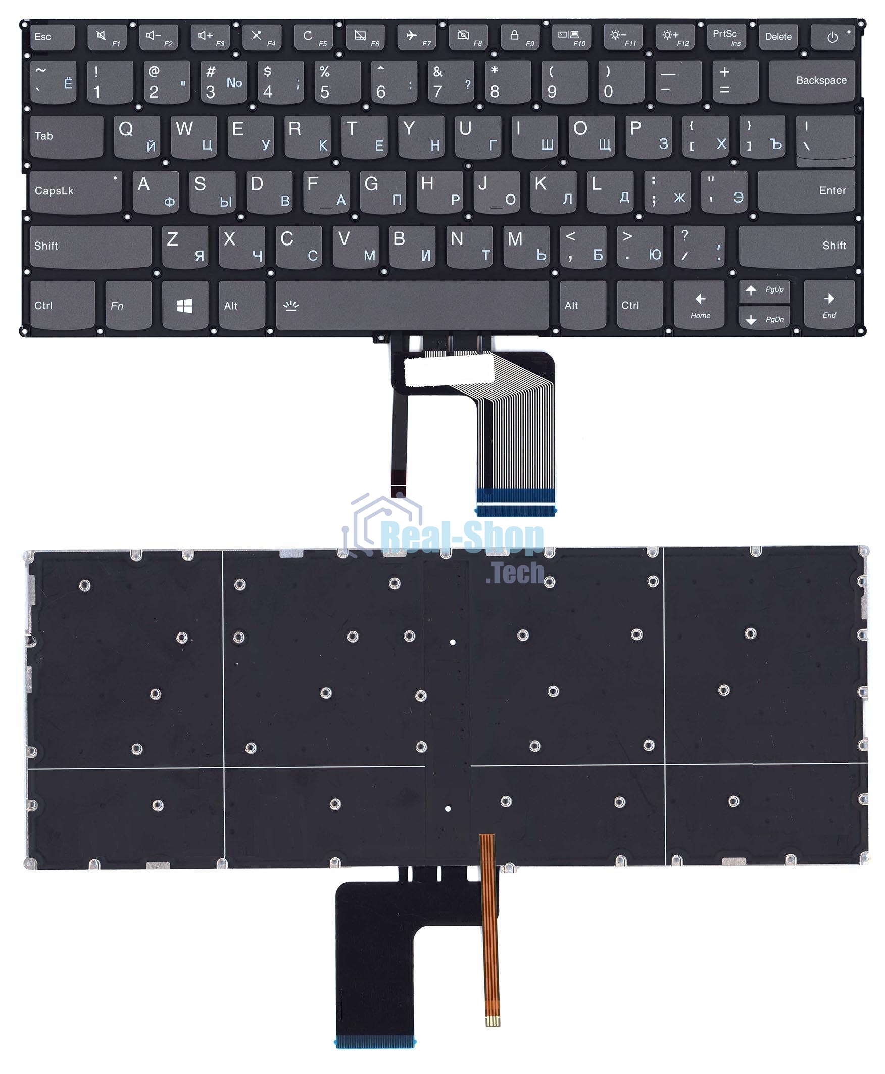 Клавиатура для ноутбука Lenovo Yoga 720-13ISK, черная с подсветкой