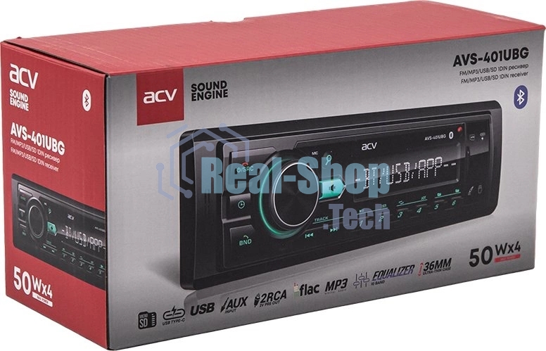 Автомагнитола ACV AVS-401UBG, 1 DIN, Bluetooth, USB Type-A, AUX