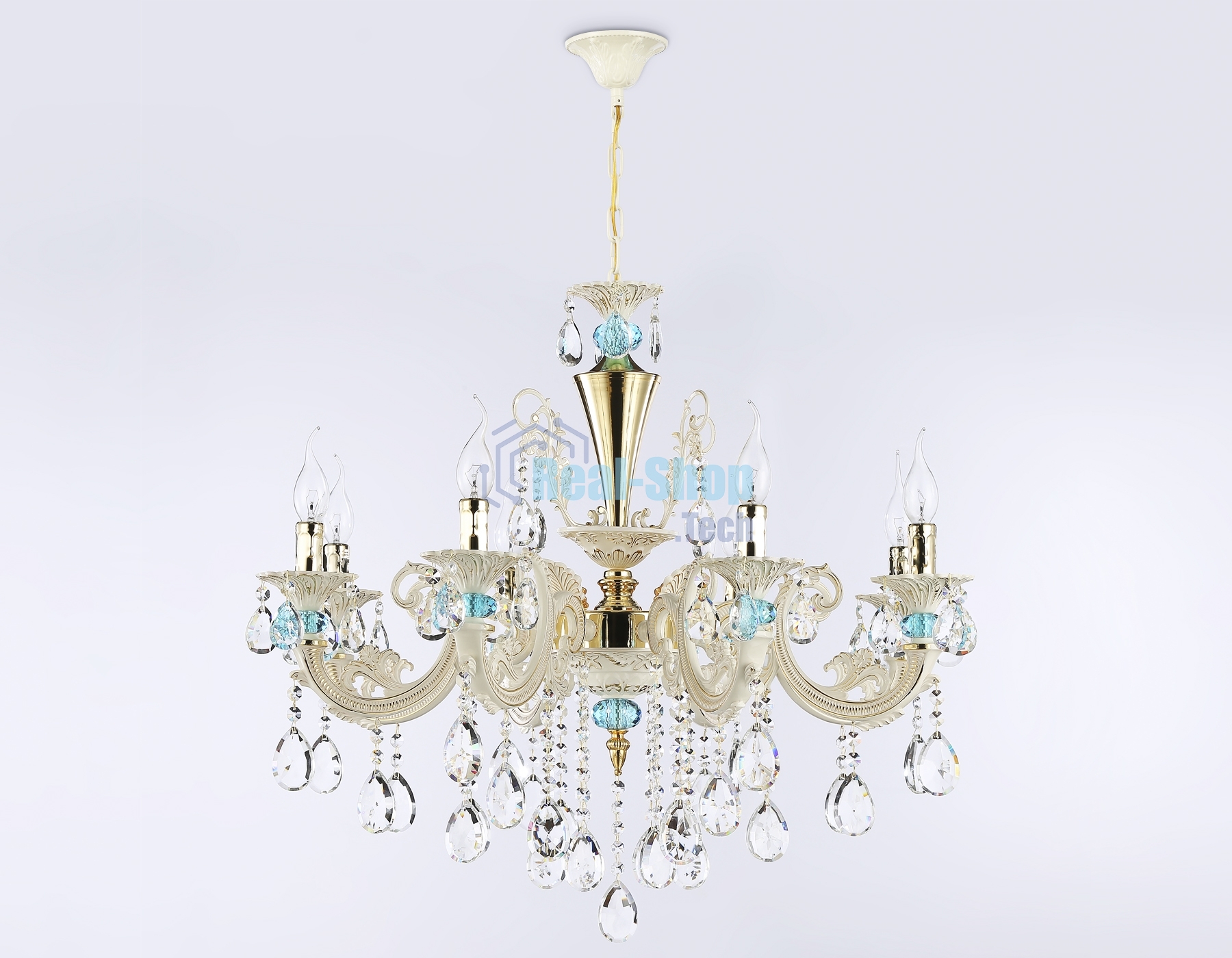 Светильник Ambrella light TR4926/8 GD/WH/CL золото/белый/прозрачный E14*8 max 40W D740*630